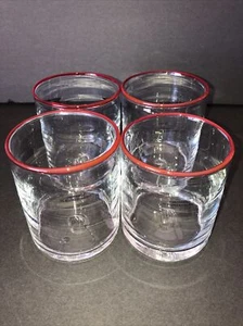 Bribe Unique Handmade Recycled Glass Red Rim Rare Drink Bar Cart Cocktail 4” - Picture 1 of 9