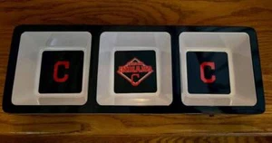 MLB CLEVELAND INDIANS~3 PART SNACK/DIP PARTY TRAY~MELAMINE~NEW - Picture 1 of 5