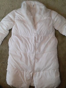 asyou tie waist maxi puffer coat with faux fur trim size 10 colour cream - Picture 1 of 2