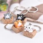 4Pcs Cute Carton Box Cat Keychain Decor Animal Handbag Car Key Holder for Women