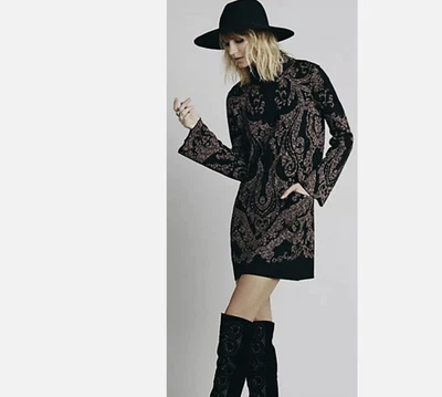 Mini Vestido Túnica Free People Moderno Love Bolsillo Cuello Simulado Suéter Talla Grande Foto 1 de 4