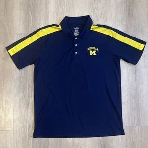 Pro Edge Polo Golf Shirt Mens Large Short Sleeve Michigan Wolverines Blue Yellow - Picture 1 of 8