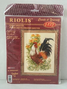 Riolis Cross Stitch Kit #1479 Rooster w/Flowers - Picture 1 of 2