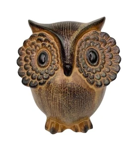 OMC Potteries Keramik Eule Figur 60er Jahre braun Volkskunst große Augen Vintage - Bild 1 von 5