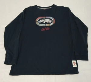 Vintage ECKO Y2K Long Sleeve Mens Navy Blue Shirt Size XL Rhino Embroidered - Picture 1 of 11