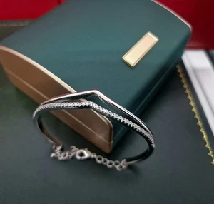 Bangle Unique Designer Heart Shape Ideal Created Diamonds Ideal Gift Boxed  - Picture 1 of 17