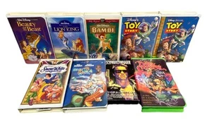 Lot Of 9 VHS Tapes Disney Lion King Toy Story Bambi Snow White Space Jam Beauty - Picture 1 of 9