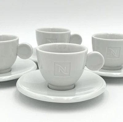 Juego de 4 tazas y platillos espresso de porcelana blanca Nespresso - Hecho en Alemania Foto 1 de 3