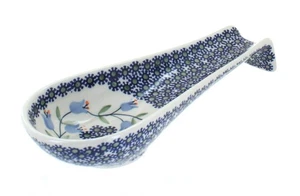 Reposacuchara mediana de tulipán de cerámica pulida rosa azul - Imagen 1 de 1