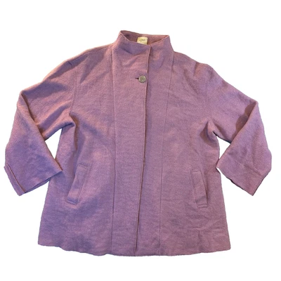 J Jill Lilac 100% Wool Jacket Coat Women's XL Hidden Buttons Relaxed Fit - Image 1 of 4