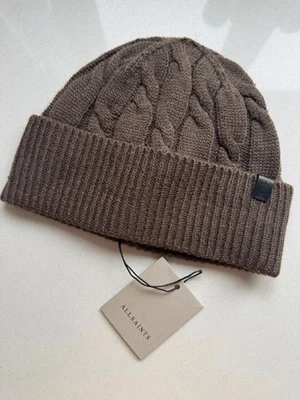 AllSaints Cable-Knit Beanie – Gull Brown – OS – Wool Blend - Image 1 of 4