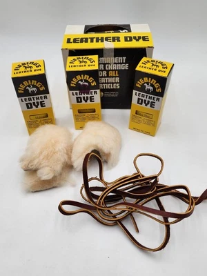 Fiebing's Leather Dye-Mahogany, dark red & Navy Blue- 4oz bottles - Image 1 of 2