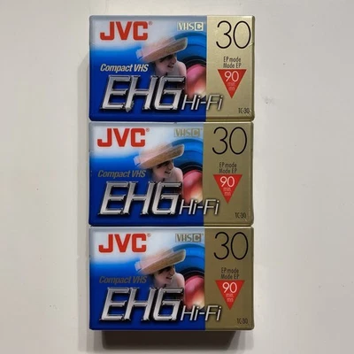 Cintas VHS Hi-Fi JVC EHG compactas 30 modo EP 90 min TC-30 nuevas selladas paquete de 3 Foto 1 de 4