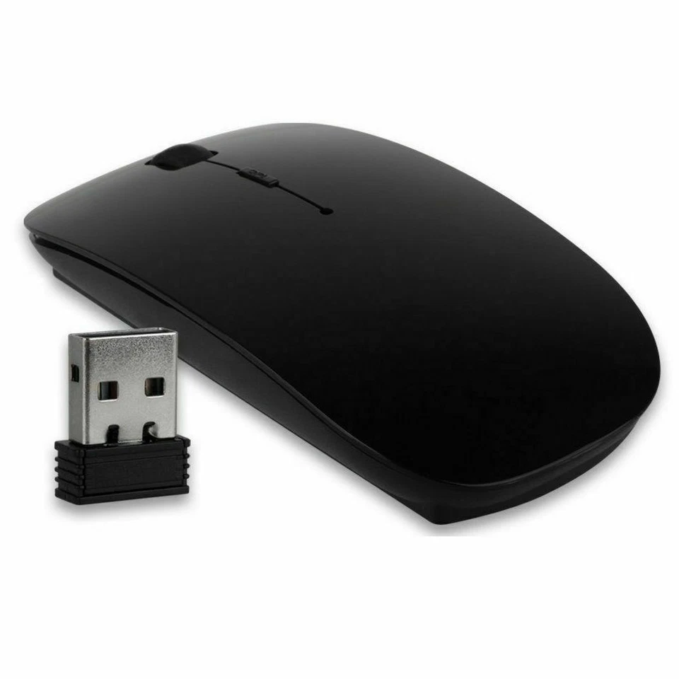BLACK USB WIRELESS MOUSE SCROLL SLIM CORDLESS OPTICAL 2.4GHz FOR MAC PC LAPTOP - Image 1 of 4