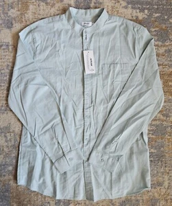 Neu mit Etikett Apraw Herren Large hellblau Knopfleiste Henley-Ausschnitt Hemd Baumwolle Leinenmischung - Bild 1 von 6