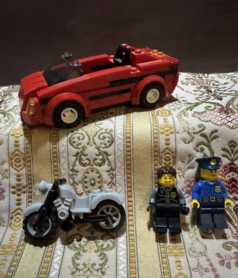 LEGO CITY: High Speed Chase #60007 Red Car Motorcycle Minifigures LOT - Image 1 of 4