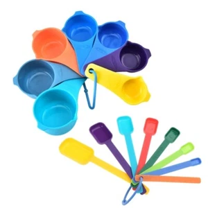 Set of 7 Plastic Measuring Teaspoons/Cups Set for Dry Liquids Fits in Spices Jar - Picture 1 of 9