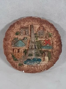 Vintage Plaque Paris Eiffel Tower Notre Dame Triomphe Depose Wall Art 3D Resin - Picture 1 of 7