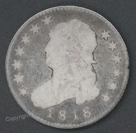 USA 1818 / 5 Capped Bust 25c Quarter Silver Last Year 108392 Cover