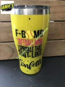 F- Bomb Softball Mom Tumbler - Glitter Tumbler - Made to Order - Bild 1 von 1