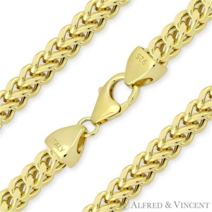 Collar de cadena italiana ligero franco de 5,2 mm en plata esterlina 925 con GP 14 k - Imagen 1 de 2