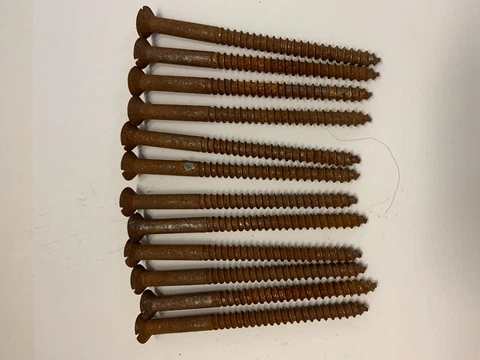 15 Vintage Large Steel Screws 3 1/2" Flat Slot Head Rustic Crafts Wood Working Cover