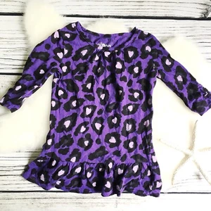 Circo Animal Print Peplum Tunic Shirt Dress Size XS 4-5 Purple - Picture 1 of 2