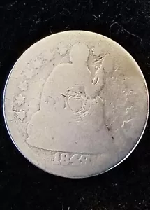 1849 Seated Liberty Silver Dime About Good (AG) - Imagen 1 de 10