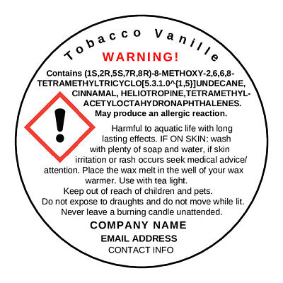 CLP**Personalised**WAX MELT Safety Warning Stickers Labels • 3.17€