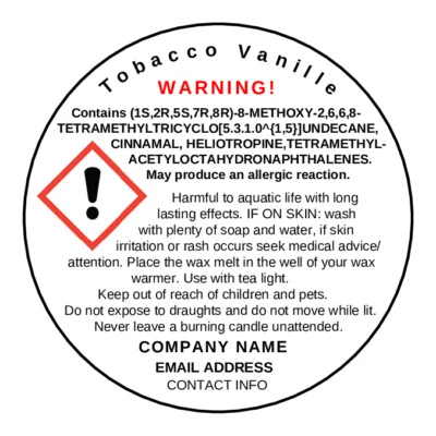 CLP**Personalised**WAX MELT safety warning stickers labels - Image 1 of 2
