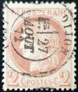 FRANCE timbre CÉRÈS N°51 ROUGE BRUN oblitéré CaD DIJON