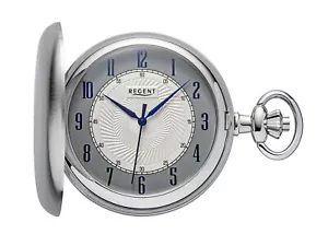 Moderne Regent P-726 Chrom Quartz Taschenuhr mit Kette UVP* 89,90 EUR - Picture 1 of 4