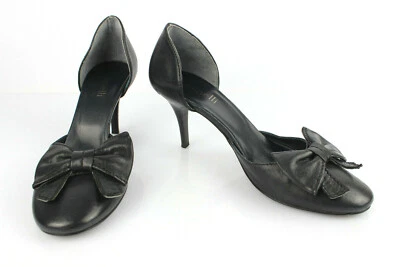 Minelli Zapatos Abierto Lazo Todo Cuero Negro T 38>39 Muy Buen Estado - Imagen 1 de 4