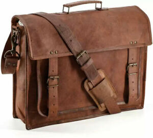 Leather Messenger Satchel Office Laptop Bag 16" Men's Briefcase Extra Large 