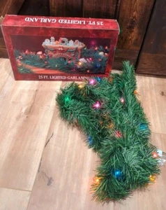 Pre-Lit Artificial Christmas Garland 25ft Multi Colored Lights Indoor Outdoor - Picture 1 of 6