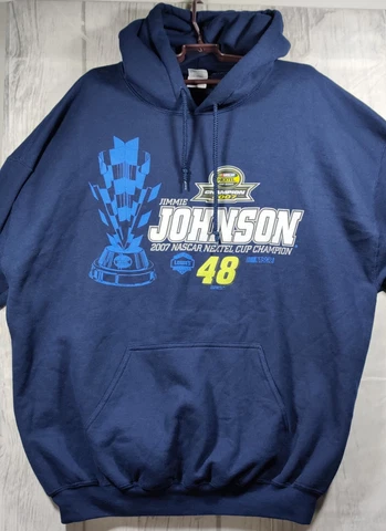 Jimmie Johnson 48 NASCAR Nextel Cup Champions 2007 Gildan Unisex Hoodie Blue 2XL Cover
