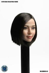 1/6 Woman Head Asian Girl Short Hair Sculpt Model Toy Plastic Gift 2in.