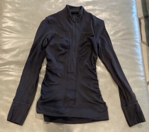 Lululemon Athletica Womens Cypress Kiss 1/2 Zip Pullover Ruched Black Size 4 - Picture 1 of 5