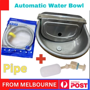 Stainless Water Trough Bowl Automatic Drinking For Dog Horse Chicken Auto Fill - Picture 1 of 15