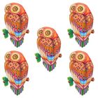  Set of 5 Metal Owl Wall Decor Colorful Statue Parrot Decoration Delicate