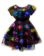 Chiapas Girls Folklorico Traditional Dance Fiesta Set Embroidery Black Or White