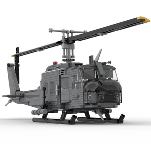 Modubrix Mocs Building Blocks UH-1H Iroquois Huey Helicopter Set Bricks Toys Kit - Picture 1 of 7