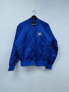 Vintage Disney Channel Jacket Mens Medium Blue Satin Bomber Mickey 80s Made USA - Picture 1 of 6