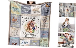 Horse Blanket for Girls and Women, Just A Girl Who Loves Horses Throw, Lovers - Picture 1 of 8