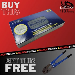 Blue Point 24-teiliges 3/8 Zoll Steckschlüsselsatz mit gratis blauer Spitze 18 Zoll Schwerlast Schraubenschneider - Bild 1 von 10