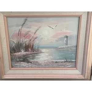 K. Cummings  Oil Painting Wood Frame from Ocean Gallery Signed - Picture 1 of 4