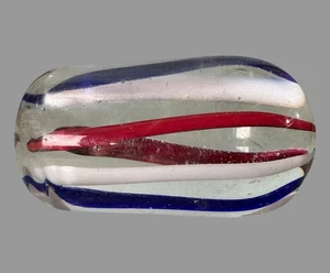 Vintage Kunst Glas rot weiß & blau gestreift Briefbeschwerer - Bild 1 von 10