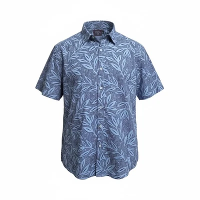 UNTUCKit Brentin Shirt Mens XL Blue 100% Linen Short Sleeve Slim Fit Button Up - Image 1 of 4