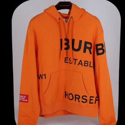 READ Burberry Poulter 橙色棉质连帽衫,美国 S 码 — 第 1/4 张图片