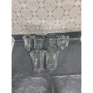Set portacandele vintage in vetro trasparente, sei disegni decorativi unici applique a piolo - Foto 1 di 8